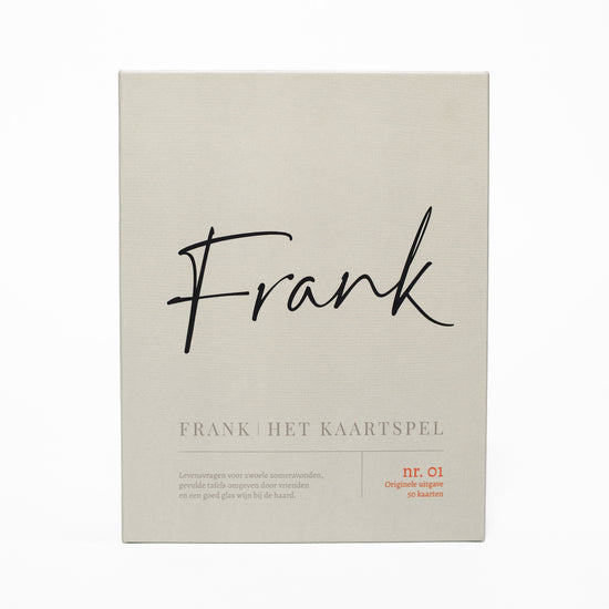 FRANK HET KAARTSPEL vragen spel met 50 kaarten verpakking doosje vooraanzicht